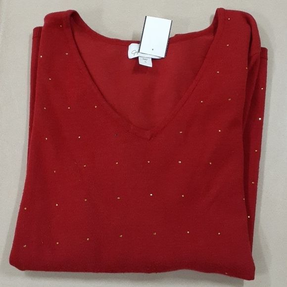 Jaclyn Smith Rhinestone Sparkle Vee Sz XL - Picture 1 of 6
